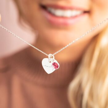 Sterling Silver Esme Heart And Birthstone Necklace, 3 of 12