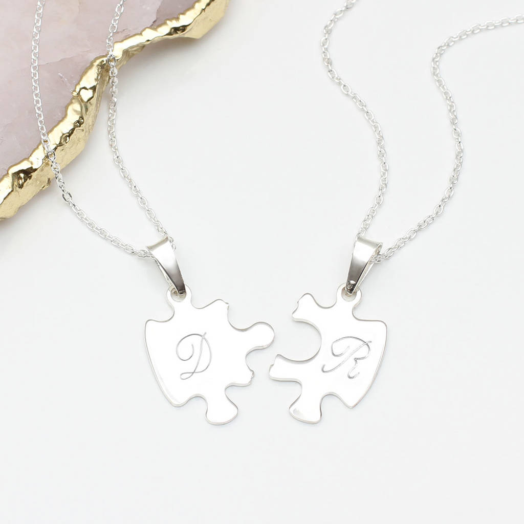 Personalised Jigsaw Piece Set Of Two Necklaces, 1 of 4