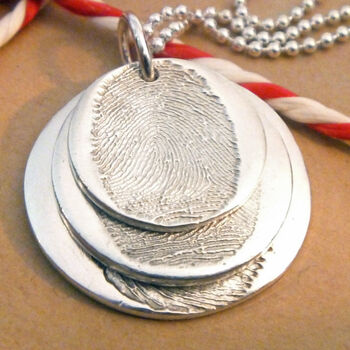 Recycled Silver Triple Descending Fingerprint Necklace, 3 of 7