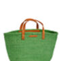 Mint Green And Tan Leather Sisal Shopper, thumbnail 3 of 4