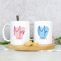 Mr And Mrs Heart Mugs, thumbnail 1 of 3