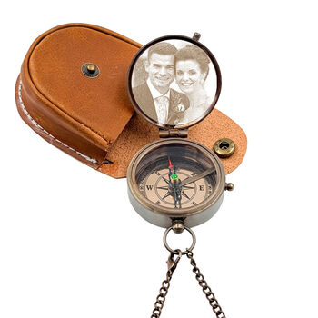 Personalised Picture Photo Engraved Wedding Anniversary Compass Gift, 6 of 12