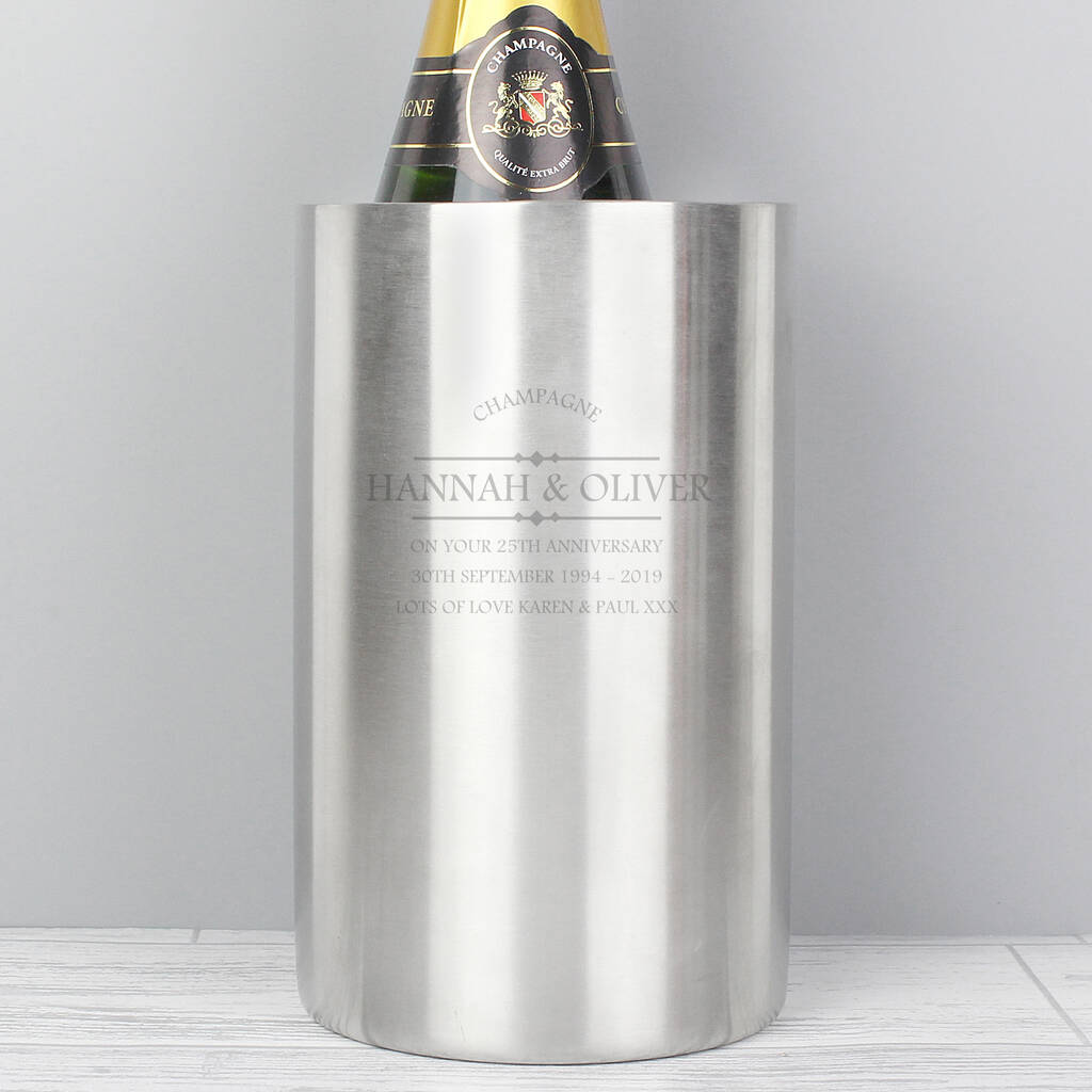 Personalised Diamond Stainless Steel Wine Cooler, 1 of 3