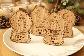 Personalised Snow Globe Table Place Settings Christmas, 6 of 6