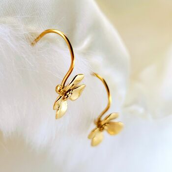 Pansies Tarnishfree Threader Earrings In 18 Carat Gold, 3 of 5