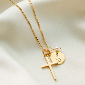 Silver Cross Birthstone Personalised Necklace, 4 of 12