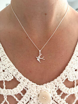 Sterling Silver Swallow Pendant Necklace, 3 of 8