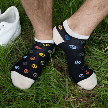 Peace Black And Lux Taylor Yellow Men's Trainer Socks, 3 of 6