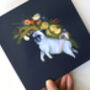 Floral Pug Greetings Card, thumbnail 2 of 5