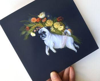 Floral Pug Greetings Card, 2 of 5