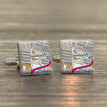Favourite Place Football Stadium Map Cufflinks For Dad, 12 of 12