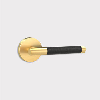 Solid Brass Lever Door Handles With Leather, 10 of 12