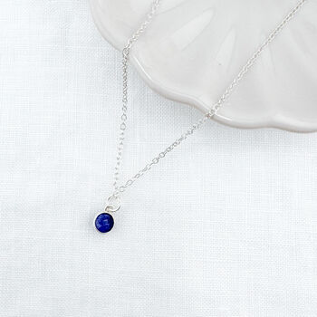 Sapphire Sterling Silver Charm Necklace September Birthstone Jewellery, 2 of 2