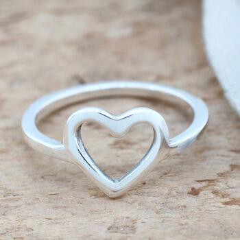 Silver Heart Ring. Geometric Ring, 3 of 10