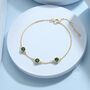 Sterling Silver Extra Tiny Emerald Green Cz Trio Bracelet, thumbnail 3 of 10