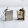 Silver Stripe Book Locket Necklace, thumbnail 1 of 8