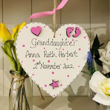 Personalised New Baby Granddaughter Grandson Heart Card, 4 of 7