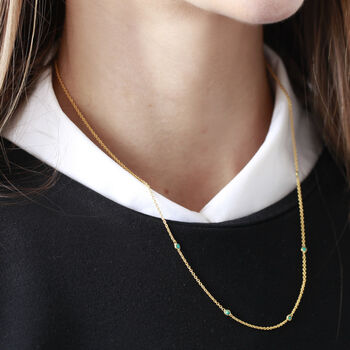 Petite Gemstone Studded Chain Necklace, 2 of 5