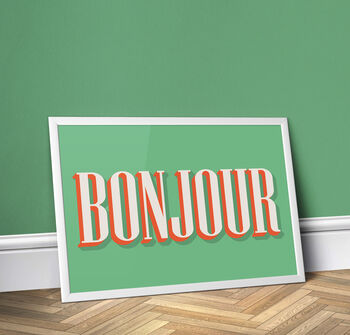 Bonjour, Colourful Hall Wall Print, 4 of 5
