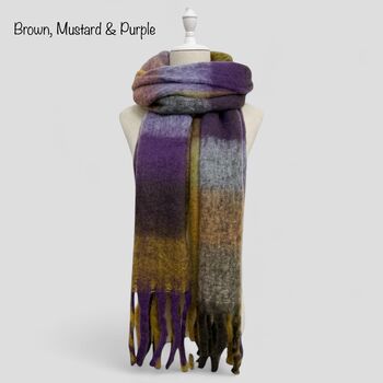 Soft Check Print Wool Blend Scarf, 6 of 12
