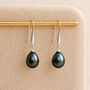 Sterling Silver Black Freshwater Pearl Drop Earrings, thumbnail 5 of 8