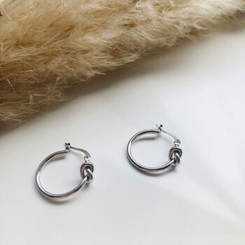 Contemporary Knot Hoop Silver Plated Earrings, 2 of 2