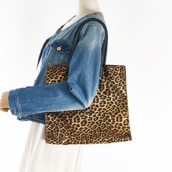 Gold Metallic Leopard Print Tote And Crossbody, 3 of 7