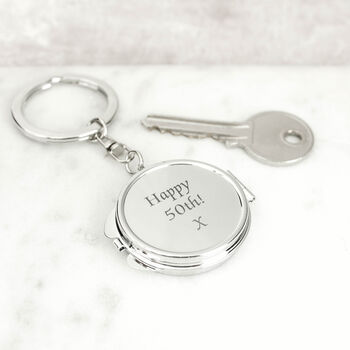 Personalised 50th Birthday Ten Pence Compact Mirror Keyring, 4 of 7