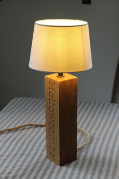 Personalised Wooden Engraved Lamp Stand, 10 of 12