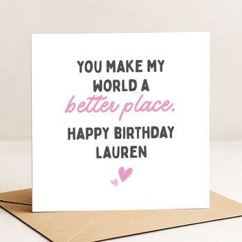 Personalised Better Place Birthday Card For Girlfriend Or Partner, 2 of 7