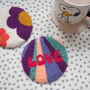 Punchneedle Retro Love Mug Rug Coaster, thumbnail 3 of 3