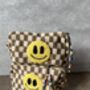 Checkered Punch Needle Smiley Make Up Bag, thumbnail 3 of 7