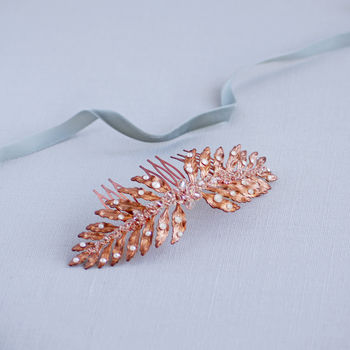 Fern Rose Gold And Crystal Bridal Hair Comb, 4 of 6