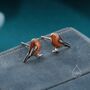 Sterling Silver Hand Painted Robin Bird Stud Earrings, thumbnail 4 of 11