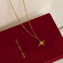 White Topaz North Star Charm Necklace In Silver Or Gold, thumbnail 5 of 7