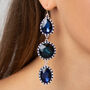 Midnight Blue Triple Drop Crystal Earrings, thumbnail 1 of 3