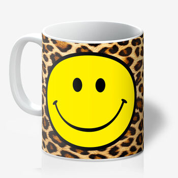 Leopard Print Animal Print Smiley Face Mugs Choice Of Four Colours, 2 of 8