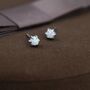 White Opal Long Prong Stud Earrings Sterling Silver, thumbnail 2 of 11
