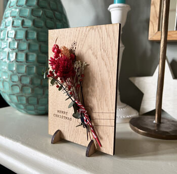 Wooden Dried Flower Christmas Card Gift, 2 of 4