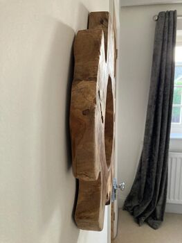 50cm Handcrafted Teak Root Tree Slice Mirror, 2 of 9