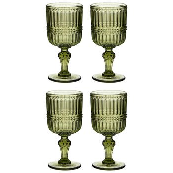 Palermo Set Of Four Green Ribbed Wine Glasses, 2 of 6