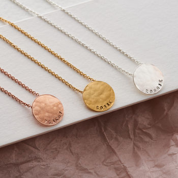 Personalised Small Hammered Disc Necklace By Posh Totty Designs