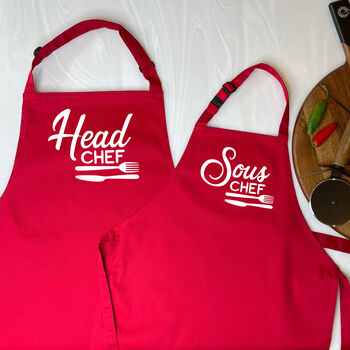 Head Chef And Sous Chef Matching Apron Set, 10 of 11