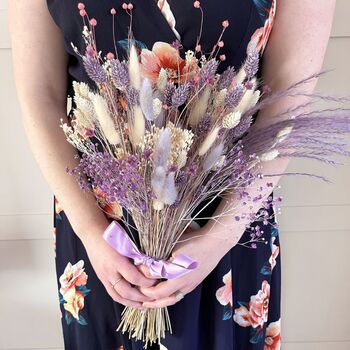 Purple Dried Flower Bridesmaid Bouquet, 3 of 6