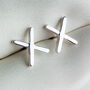 Sterling Silver Simple Cross Stud Earrings, thumbnail 1 of 6