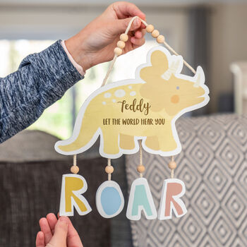 Personalised Let The World Hear You Roar Dinosaur Sign, 2 of 4