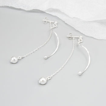 Sterling Silver Dancing Twist And Ball Stud Earrings, 3 of 4