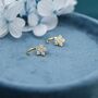 Uncoloured Forget Me Not Flower Cz Huggie Hoop Earrings, thumbnail 7 of 12