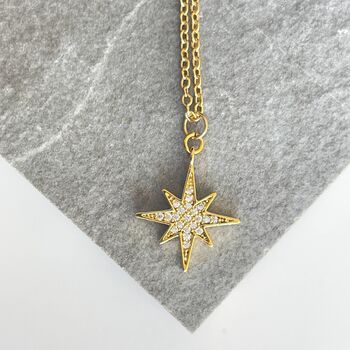Crystal Northern Star Necklace In Gold Plate, 2 of 4