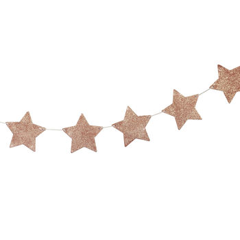 Rose Gold Glitter Wooden Star Bunting Decorations, 3 of 3